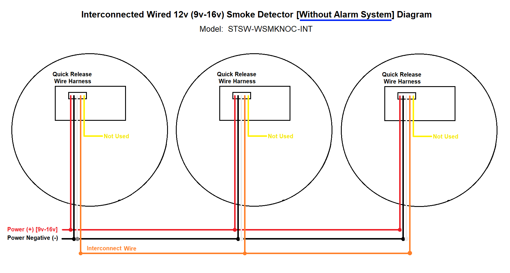 12v WIRED INTERCONNECTED SMOKE DETECTOR with or without Alarm System