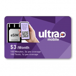 Ultra Mobile eSIM $3/mo. (Uses T-Mobile Network)