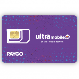 Ultra Mobile Pre-Paid SIM Card (Triple Cut: Standard, Micro, Nano) for T-Mobile Network [1-Year Service Included]